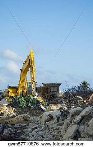 Earth mover at a construction site View Large Photo Image Stock Photograph - Earth mover at a construction site. Fotosearch