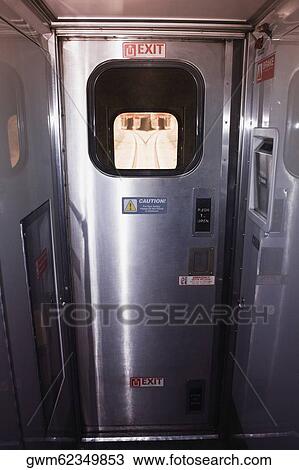 Exit door of a train View Large Photo Image Stock Image - Exit door of a train. Fotosearch