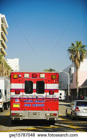 Fire engine on the road, Miami, Florida, USA View Large Photo Image Stock Photo - Fire engine on the road, Miami, Florida, USA. Fotosearch