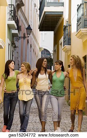 Five teenage girls with their arms around each other View Large Photo Image Stock Image - Five teenage girls with their arms around each other. Fotosearch
