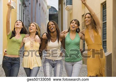 Five teenage girls with their arms around each other View Large Photo Image Stock Photograph - Five teenage girls with their arms around each other. Fotosearch