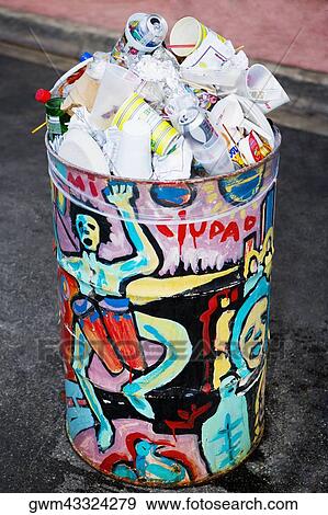 Garbage in a recycling bin View Large Photo Image Stock Photo - Garbage in a recycling bin. Fotosearch