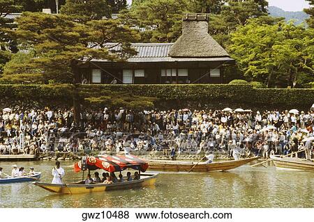 Group of people near a lake, Mifune Matsuri, Kyoto Prefecture, Japan View Large Photo Image Stock Photo - Group of people near a lake, Mifune Matsuri, Kyoto Prefecture, Japan. Fotosearch