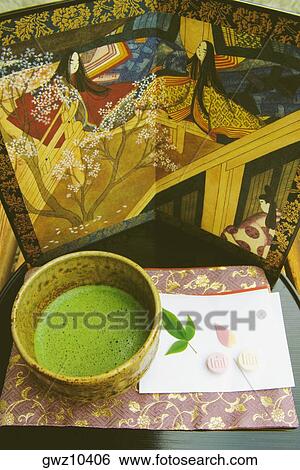 High angle view of a cup of maccha tea, Genji museum, Uji, Japan View Large Photo Image Stock Photograph - High angle view of a cup of maccha tea, Genji museum, Uji, Japan. Fotosearch