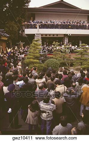 High angle view of a large group of people celebrating Setsubun festival, Tokyo Prefecture, Japan View Large Photo Image Stock Image - High angle view of a large group of people celebrating Setsubun festival, Tokyo Prefecture, Japan. Fotosearch