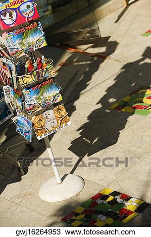 High angle view of postcards on a stand View Large Photo Image Stock Image - High angle view of postcards on a stand. Fotosearch