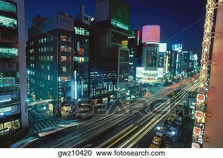 High angle view of traffic on the road, Ginza, Tokyo Prefecture, Japan View Large Photo Image Stock Image - High angle view of traffic on the road, Ginza, Tokyo Prefecture, Japan. Fotosearch