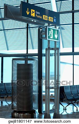 Stock Photo - Information board at an airport, Madrid, Spain. Fotosearch