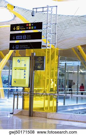 Stock Photo - Interiors of an airport, Madrid, Spain. Fotosearch