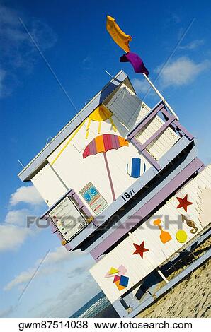 Stock Photo - Lifeguard hut on the beach. Fotosearch