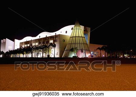 Low angle view of a building lit up at night, Miami, Florida, USA View Large Photo Image Stock Photography - Low angle view of a building lit up at night, Miami, Florida, USA. Fotosearch