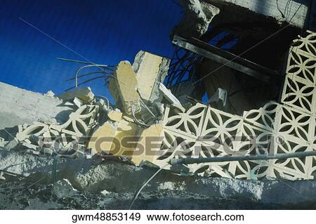 Low angle view of a demolished building View Large Photo Image Stock Photo - Low angle view of a demolished building. Fotosearch