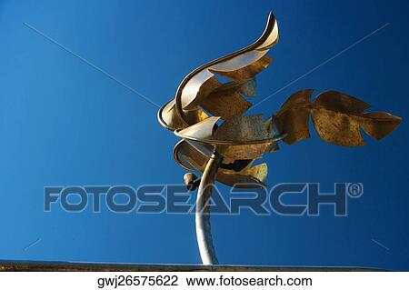 Stock Image - Low angle view of a metal sculpture. Fotosearch