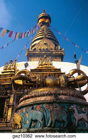 Low angle view of a temple, Monkey Temple, Katmandu, Nepal View Large Photo Image Stock Image - Low angle view of a temple, Monkey Temple, Katmandu, Nepal. Fotosearch