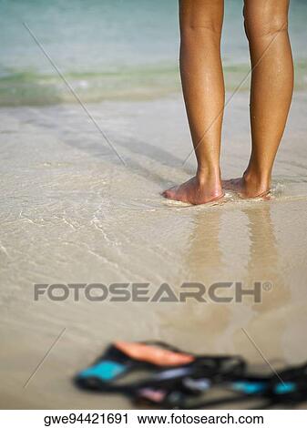 Low section view of a woman standing on the beach View Large Photo Image Stock Image - Low section view of a woman standing on the beach. Fotosearch