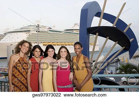 Portrait of two teenage girls and three young women standing side by side View Large Photo Image Stock Image - Portrait of two teenage girls and three young women standing side by side. Fotosearch
