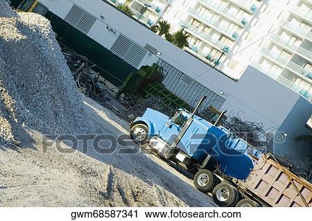 Semi-truck at a construction site View Large Photo Image Stock Image - Semi-truck at a construction site. Fotosearch