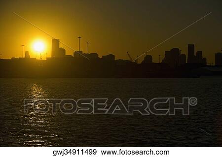 Silhouette of buildings at sunset, Miami, Florida, USA View Large Photo Image Stock Photo - Silhouette of buildings at sunset, Miami, Florida, USA. Fotosearch