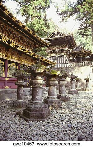 Stone lanterns at a shrine, Toshu-Gu Shrine, Nikko, Tochigi Prefecture, Japan View Large Photo Image Stock Photo - Stone lanterns at a shrine, Toshu-Gu Shrine, Nikko, Tochigi Prefecture, Japan. Fotosearch