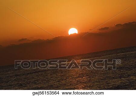 Sunset over the sea, Miami, Florida, USA View Large Photo Image Picture - Sunset over the sea, Miami, Florida, USA. Fotosearch