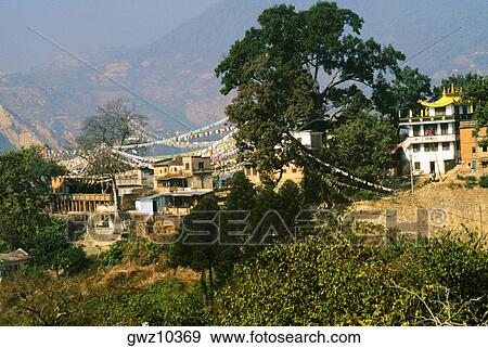 Temple in a town, Monkey Temple, Katmandu, Nepal View Large Photo Image Stock Photo - Temple in a town, Monkey Temple, Katmandu, Nepal. Fotosearch