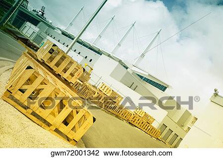 Wooden containers at the shipping port View Large Photo Image Stock Image - Wooden containers at the shipping port. Fotosearch