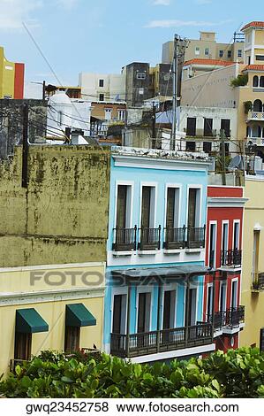 Buildings in a city, Old San Juan, San Juan, Puerto Rico View Large Photo Image Stock Photo - Buildings in a city, Old San Juan, San Juan, Puerto Rico. Fotosearch