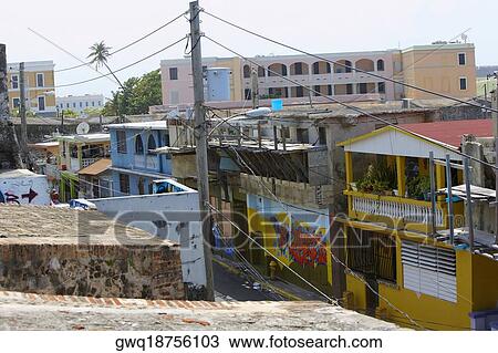 Buildings in a town, La Perla, Old San Juan, San Juan, Puerto Rico View Large Photo Image Stock Image - Buildings in a town, La Perla, Old San Juan, San Juan, Puerto Rico. Fotosearch