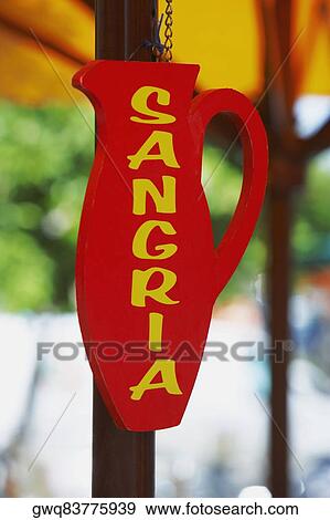 Close-up of a Sangria signboard View Large Photo Image Stock Photo - Close-up of a Sangria signboard. Fotosearch