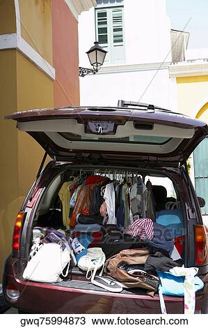 Clothes in a car trunk, Old San Juan, San Juan, Puerto Rico View Large Photo Image Stock Image - Clothes in a car trunk, Old San Juan, San Juan, Puerto Rico. Fotosearch