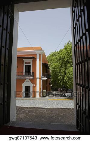 Stock Image - Entrance of a building, Old San Juan, San Juan, Puerto Rico. Fotosearch