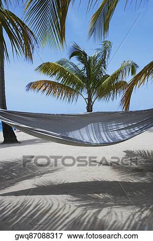 Hammock On The Beach Luquillo Beach Puerto Rico Stock Photo