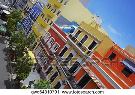High angle view of buildings along a road, Old San Juan, San Juan, Puerto Rico View Large Photo Image Stock Image - High angle view of buildings along a road, Old San Juan, San Juan, Puerto Rico. Fotosearch