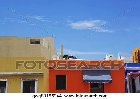 Picture - High section view of buildings, Old San Juan, San Juan, Puerto Rico. Fotosearch