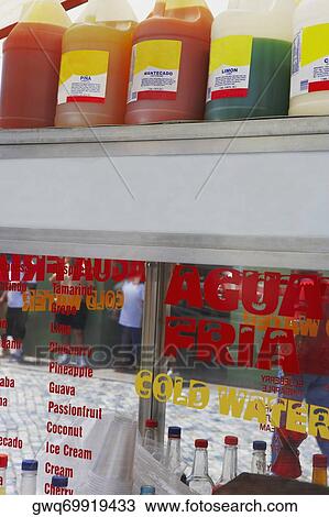 Stock Image - Ice cream flavors in an ice cream store, Puerto Rico. Fotosearch