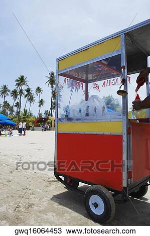 Stock Image - Ice cream stand on the beach, Luquillo Beach, Puerto Rico. Fotosearch