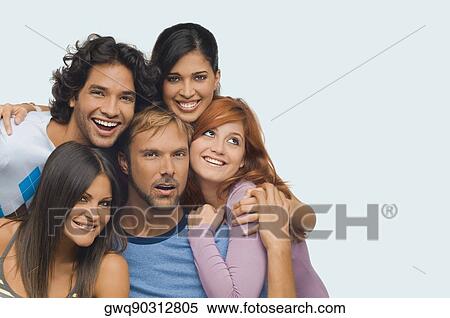 Portrait of a mid adult man with his friends View Large Photo Image Stock Photography - Portrait of a mid adult man with his friends. Fotosearch