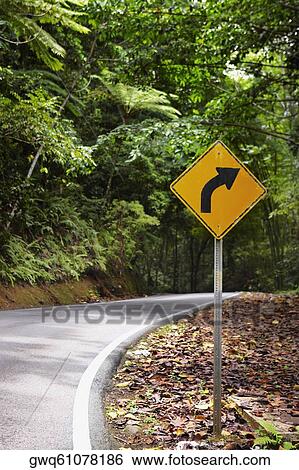 Stock Photograph - Road sign at the roadside, El Yunque Rainforest, Puerto Rico. Fotosearch