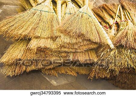 Brooms at a market stall, Qingdao, Shandong Province, China View Large Photo Image Stock Photography - Brooms at a market stall, Qingdao, Shandong Province, China. Fotosearch