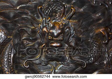 Picture - Close-up of a Chinese dragon sculpture, HohHot, Inner Mongolia, China. Fotosearch