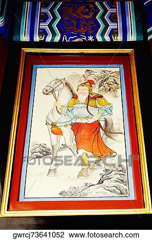 Stock Image - Close-up of a painting, Tower Of Buddhist Incense, Summer Palace, Beijing, China. Fotosearch