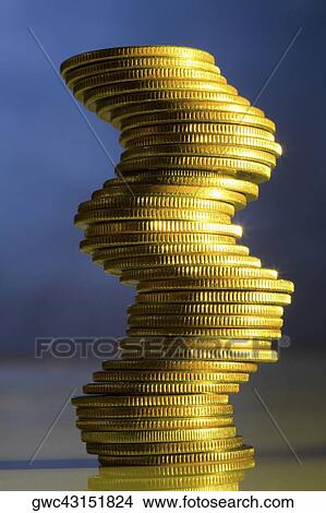 Close-up of a stack of coins View Large Photo Image Picture - Close-up of a stack of coins. Fotosearch