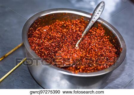 Close-up of chili powder in a bowl, Tai'an, Shandong Province, China View Large Photo Image Stock Image - Close-up of chili powder in a bowl, Tai'an, Shandong Province, China. Fotosearch