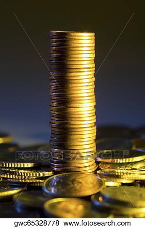 Close-up of stacks of coins View Large Photo Image Stock Photo - Close-up of stacks of coins. Fotosearch