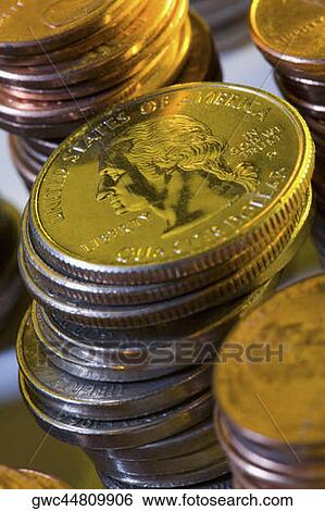 Close-up of stacks of coins View Large Photo Image Stock Photograph - Close-up of stacks of coins. Fotosearch