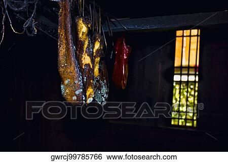 Dried fish hanging in front of a window, Jinkeng Terraced Field, Guangxi Province, China View Large Photo Image Stock Photograph - Dried fish hanging in front of a window, Jinkeng Terraced Field, Guangxi Province, China. Fotosearch