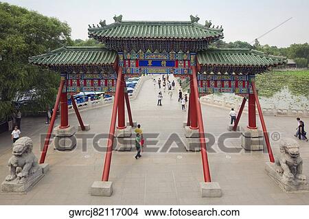 Entrance gate of a park, Beihai Park, Beijing, China View Large Photo Image Picture - Entrance gate of a park, Beihai Park, Beijing, China. Fotosearch