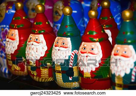 Stock Photography - Figurines of Santa Claus, Nanjing, Jiangsu Province, China. Fotosearch