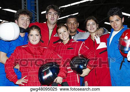 Portrait of a group of car racing drivers View Large Photo Image Stock Photography - Portrait of a group of car racing drivers. Fotosearch