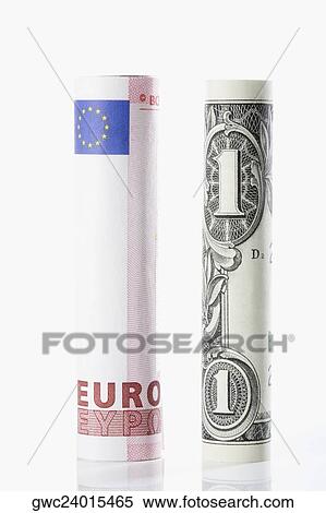 Rolls of European union euro note with US paper currency View Large Photo Image Stock Photography - Rolls of European union euro note with US paper currency. Fotosearch